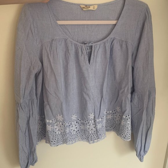 Hollister Blue and White Striped Top - Picture 3 of 5